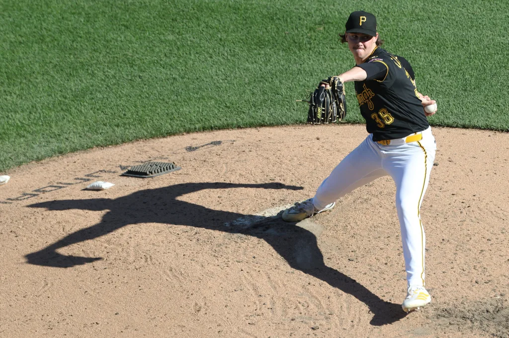 Jun 13, 2026; Pittsburgh, Pennsylvania, USA; Pittsburgh Pirates starting pitcher Bubba Chandler (36) pitches against the Miami Marlins during the fifth inning at PNC Park. Mandatory Credit: Charles LeClaire-Imagn Images