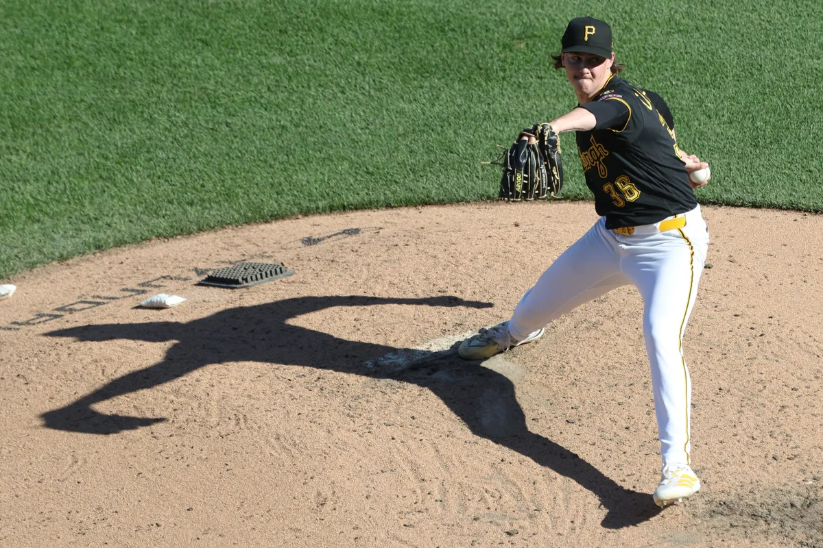 Jun 13, 2026; Pittsburgh, Pennsylvania, USA; Pittsburgh Pirates starting pitcher Bubba Chandler (36) pitches against the Miami Marlins during the fifth inning at PNC Park. Mandatory Credit: Charles LeClaire-Imagn Images