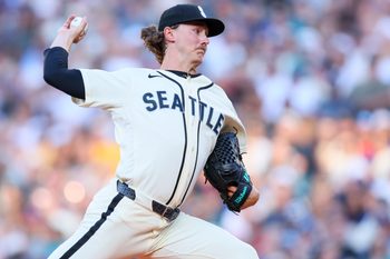 Jun 19, 2026; Seattle, Washington, USA; Seattle Mariners pitcher Bryce Miller (50) delivers in the second inning against the Boston Red Sox at T-Mobile Park. Mandatory Credit: Kevin Ng-Imagn Images
