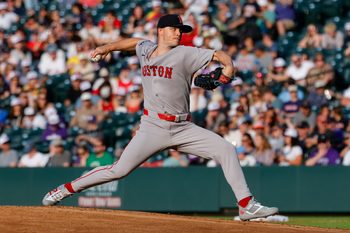 Jun 23, 2026; Denver, Colorado, USA; Boston Red Sox starting pitcher Sonny Gray (54) pitches in the first inning against the Colorado Rockies at Coors Field. Mandatory Credit: Isaiah J. Downing-Imagn Images