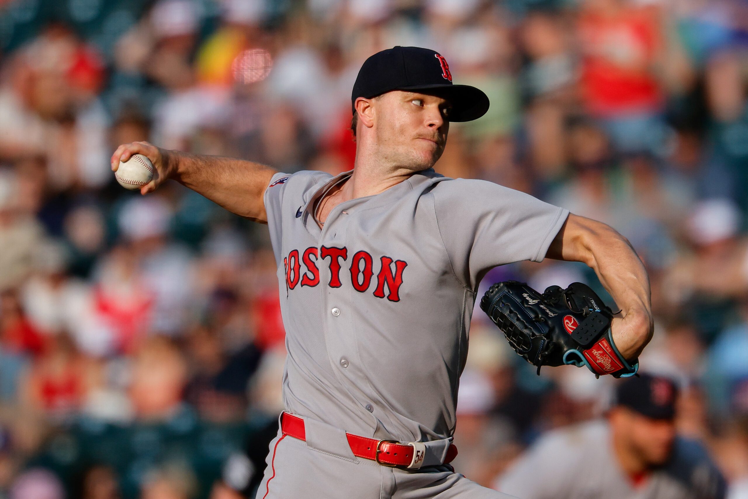 Jun 23, 2026; Denver, Colorado, USA; Boston Red Sox starting pitcher Sonny Gray (54) pitches in the first inning against the Colorado Rockies at Coors Field. Mandatory Credit: Isaiah J. Downing-Imagn Images