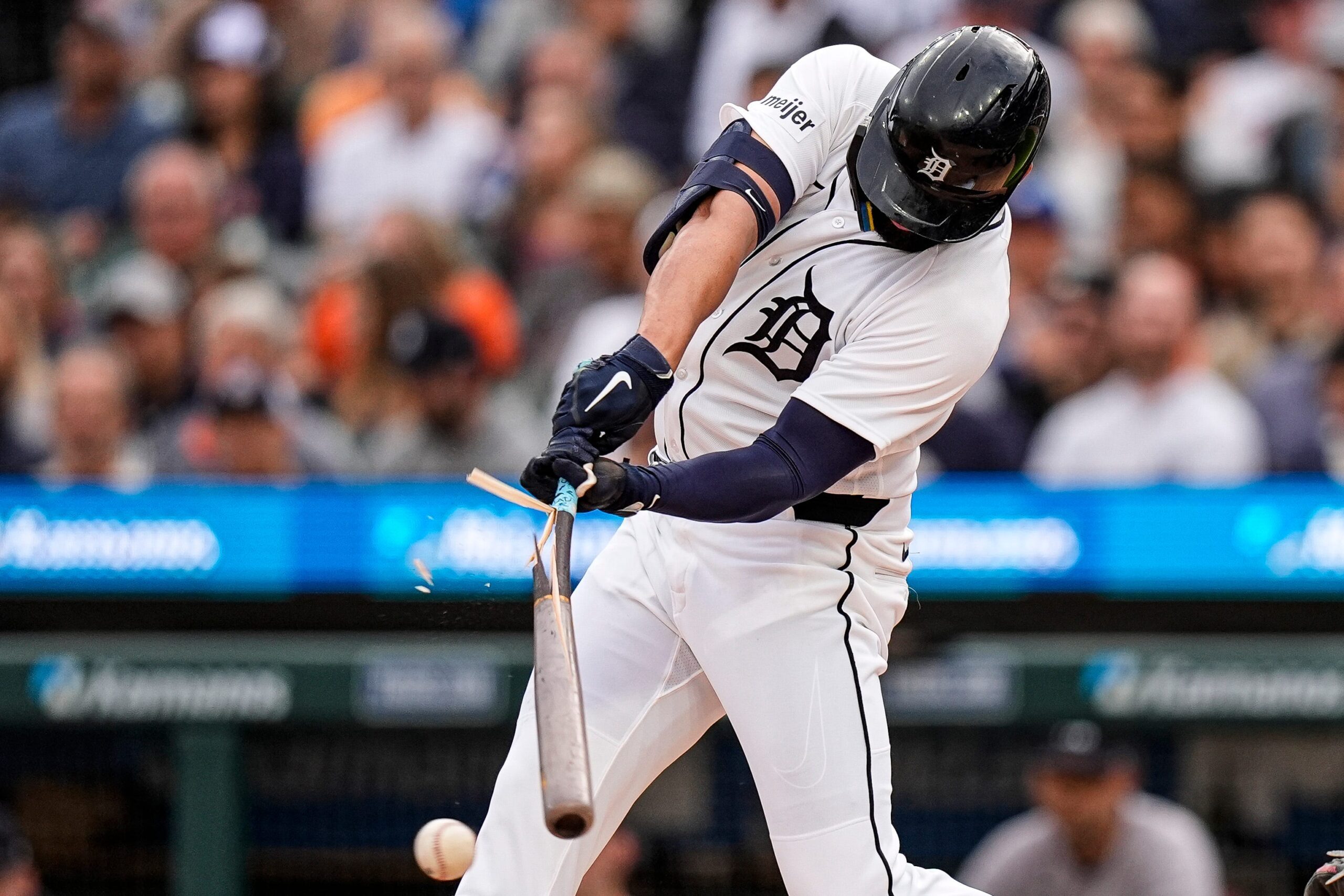 Detroit Tigers left fielder Riley Greene (31) bats against New York Yankees during the third inning at Comerica Park in Detroit on Wednesday, June 24, 2026.