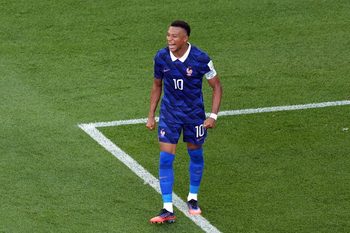 July 4, 2026; Philadelphia, Pennsylvania, U.S.; France's Kylian Mbappe celebrates after the match.  Mandatory Credit: Kyle Ross-Imagn Images