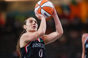 Jul 11, 2026; College Park, Georgia, USA; Portland Fire guard Carla Leite (0) shoots a free throw against the Atlanta Dream in the fourth quarter at Gateway Center Arena at College Park. Mandatory Credit: Brett Davis-Imagn Images