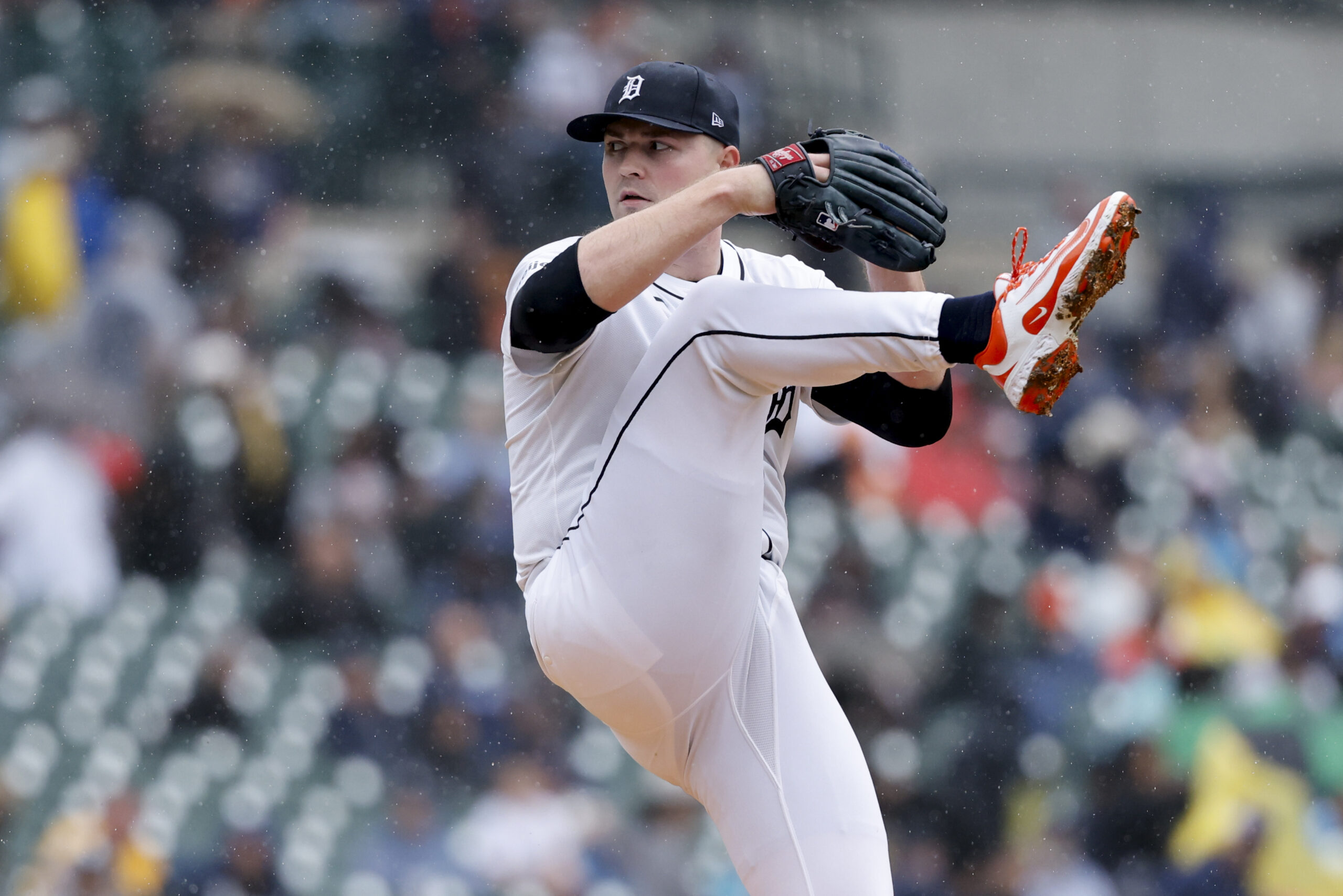 Jun 19, 2025; Detroit, Michigan, USA; Detroit Tigers pitcher Tarik Skubal (29) pitches in the first inning against the Pittsburgh Pirates at Comerica Park. Mandatory Credit: Rick Osentoski-Imagn Images