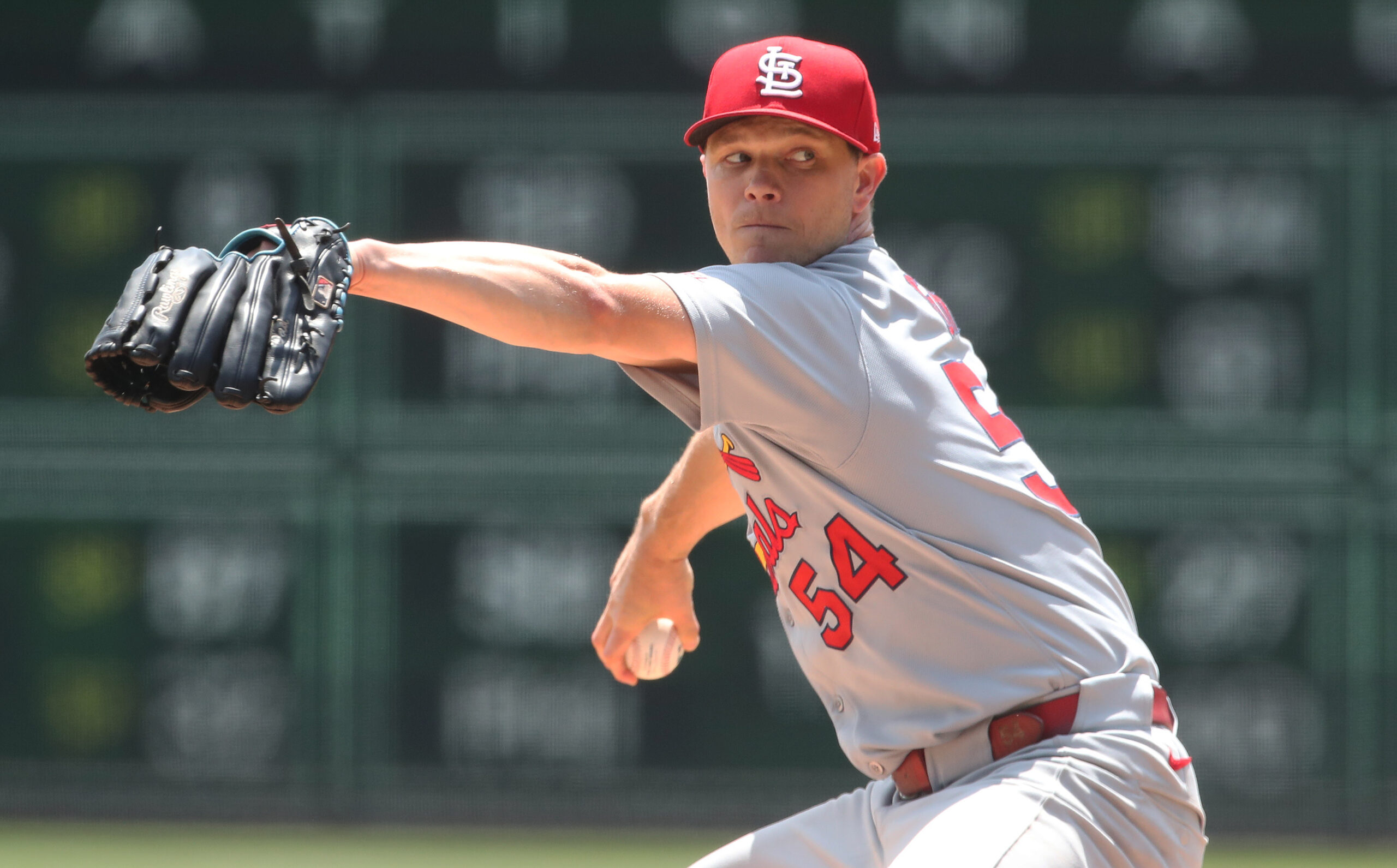 Jul 2, 2025; Pittsburgh, Pennsylvania, USA; St. Louis Cardinals starting pitcher Sonny Gray (54) delivers a pitch against the Pittsburgh Pirates during the first inning at PNC Park. Mandatory Credit: Charles LeClaire-Imagn Images