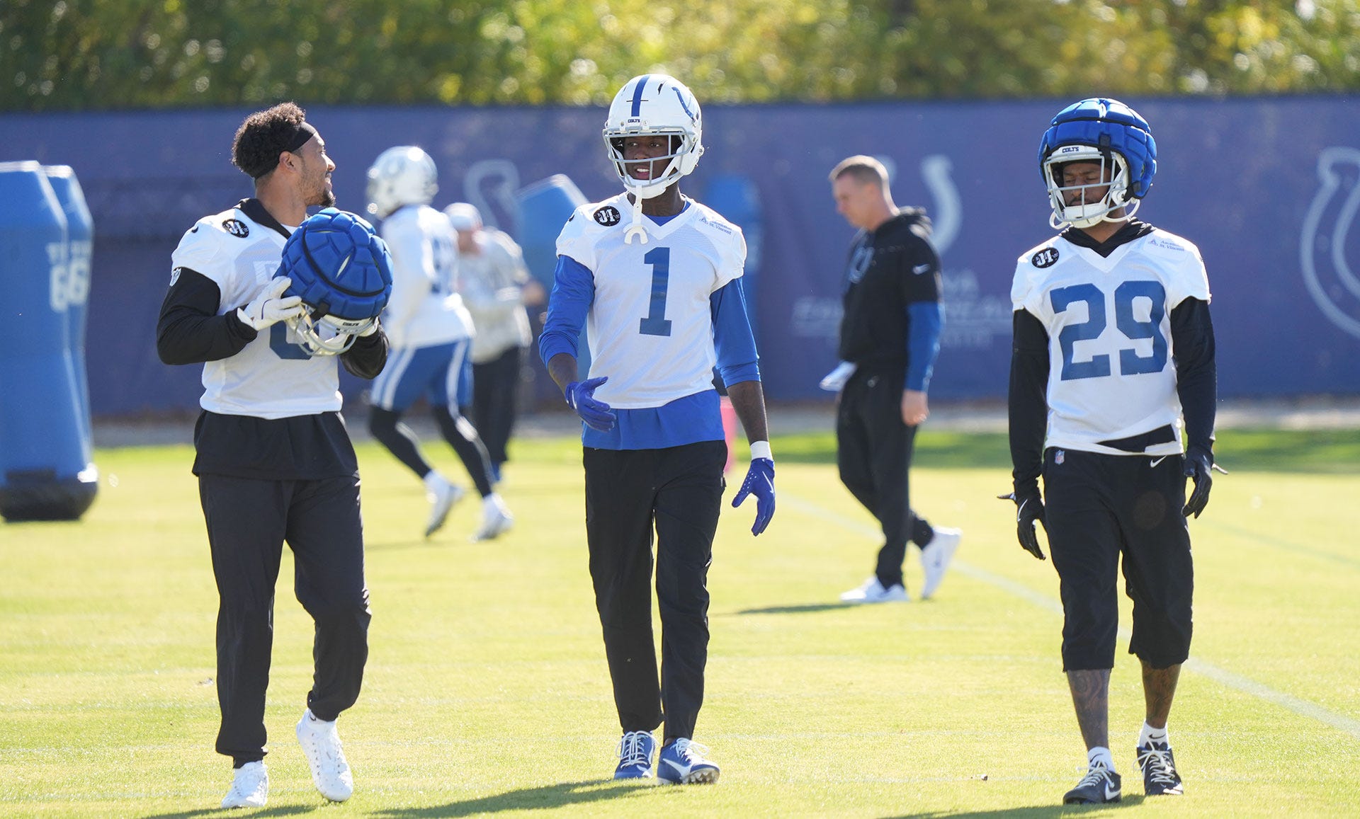 Indianapolis Colts cornerback Sauce Gardner runs through drills on Thursday, November 6, 2025.