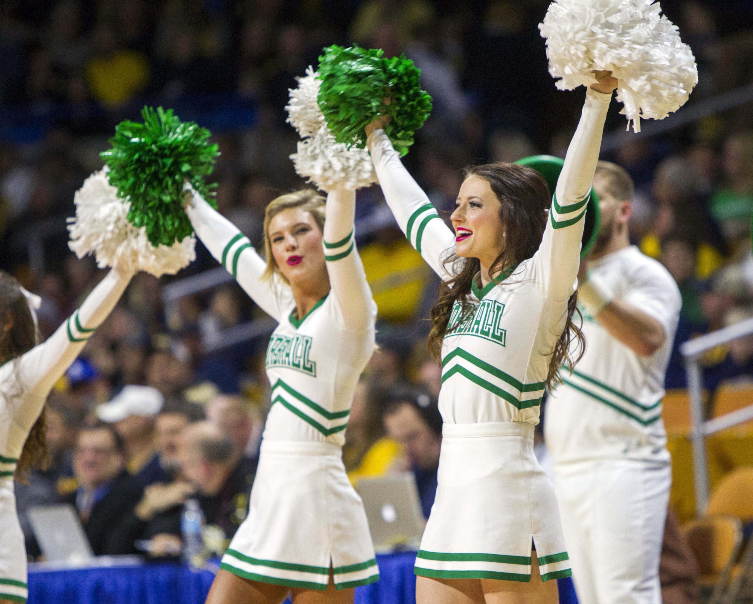 Dec 17, 2015; Charleston, WV, USA; Marshall Thundering Herd cheerleaders perform before the game against the West Virginia Mountaineers at the Charleston Civic Center . Mandatory Credit: Ben Queen-Imagn Images