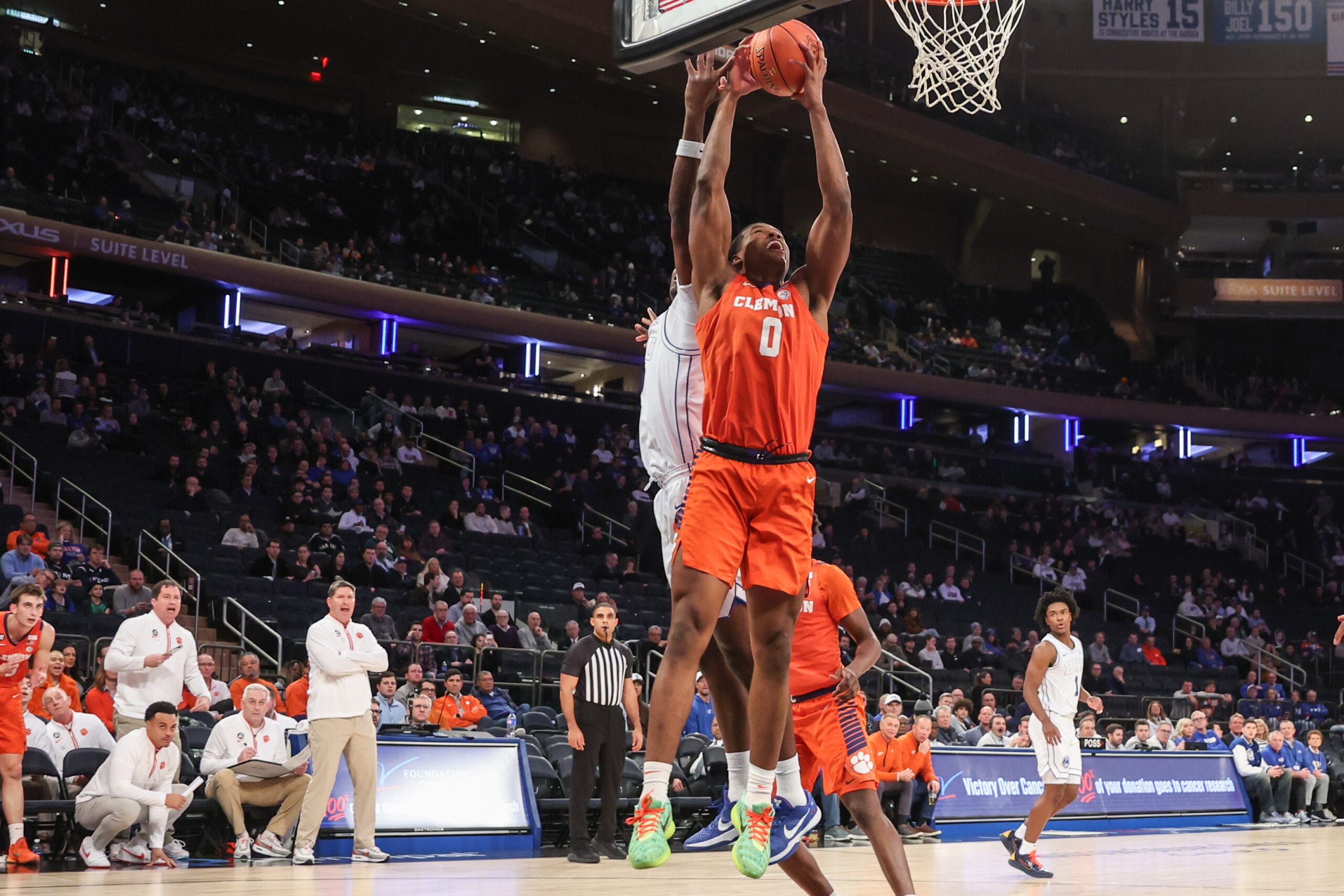 Dec 9, 2025; New York, New York, USA; Clemson Tigers forward RJ Godfrey (0) at Madison Square Garden. Mandatory Credit: Wendell Cruz-Imagn Images
