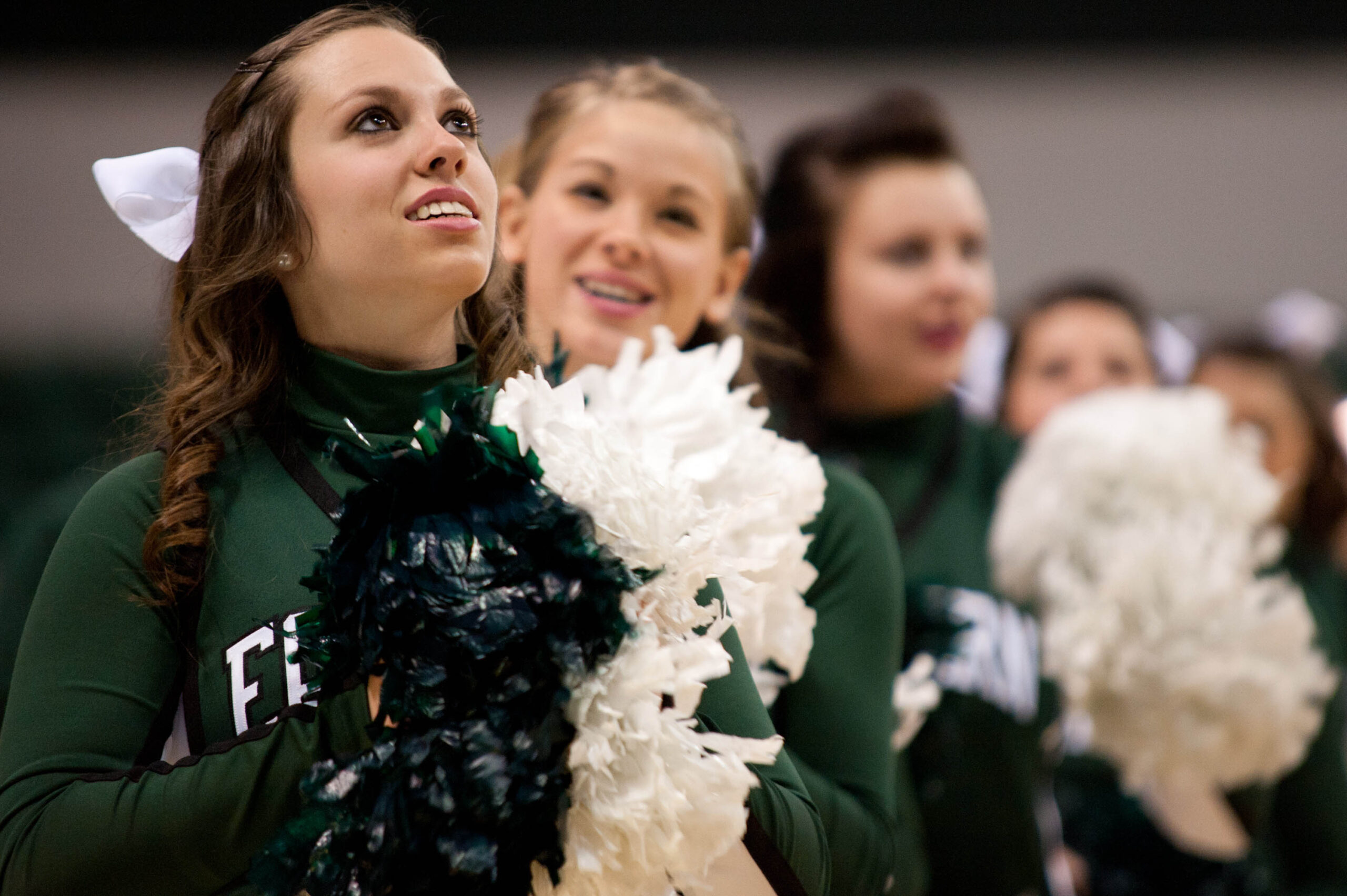 Nov 27, 2011; Ypsilanti, MI, USA; Eastern Michigan Eagles cheerleaders before the game against the Michigan State Spartans at the Convocation Center. Mandatory Credit: Tim Fuller-Imagn Images