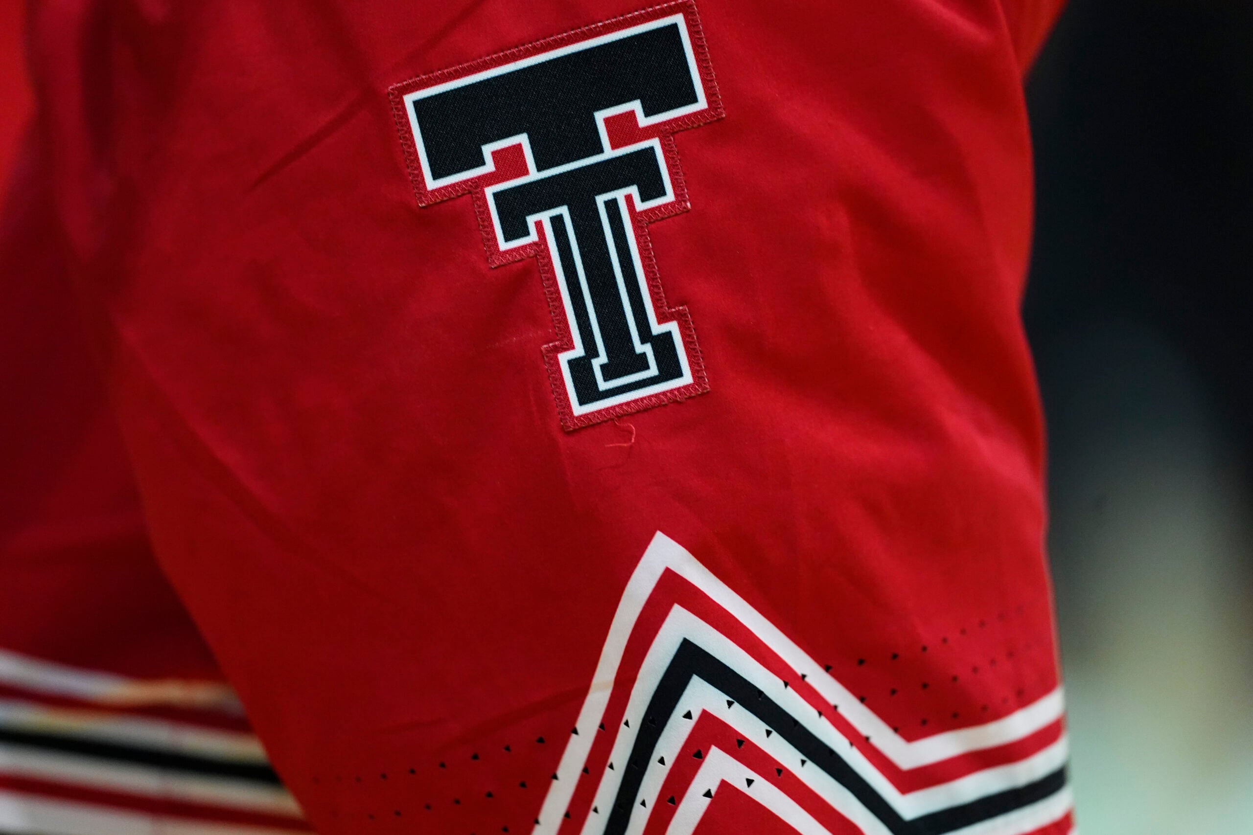 Jan 10, 2026; Boulder, Colorado, USA; Detailed view of the Texas Tech Red Raiders shorts worn by forward JT Toppin (15) before the game against the Colorado Buffaloes at the CU Events Center. Mandatory Credit: Ron Chenoy-Imagn Images