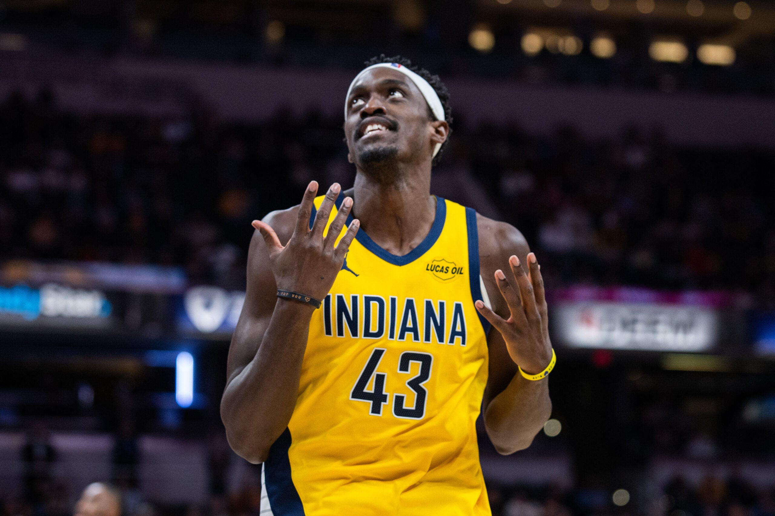 Jan 16, 2026; Indianapolis, Indiana, USA;  Indiana Pacers forward Pascal Siakam (43) in the second half against the New Orleans Pelicans at Gainbridge Fieldhouse. Mandatory Credit: Trevor Ruszkowski-Imagn Images