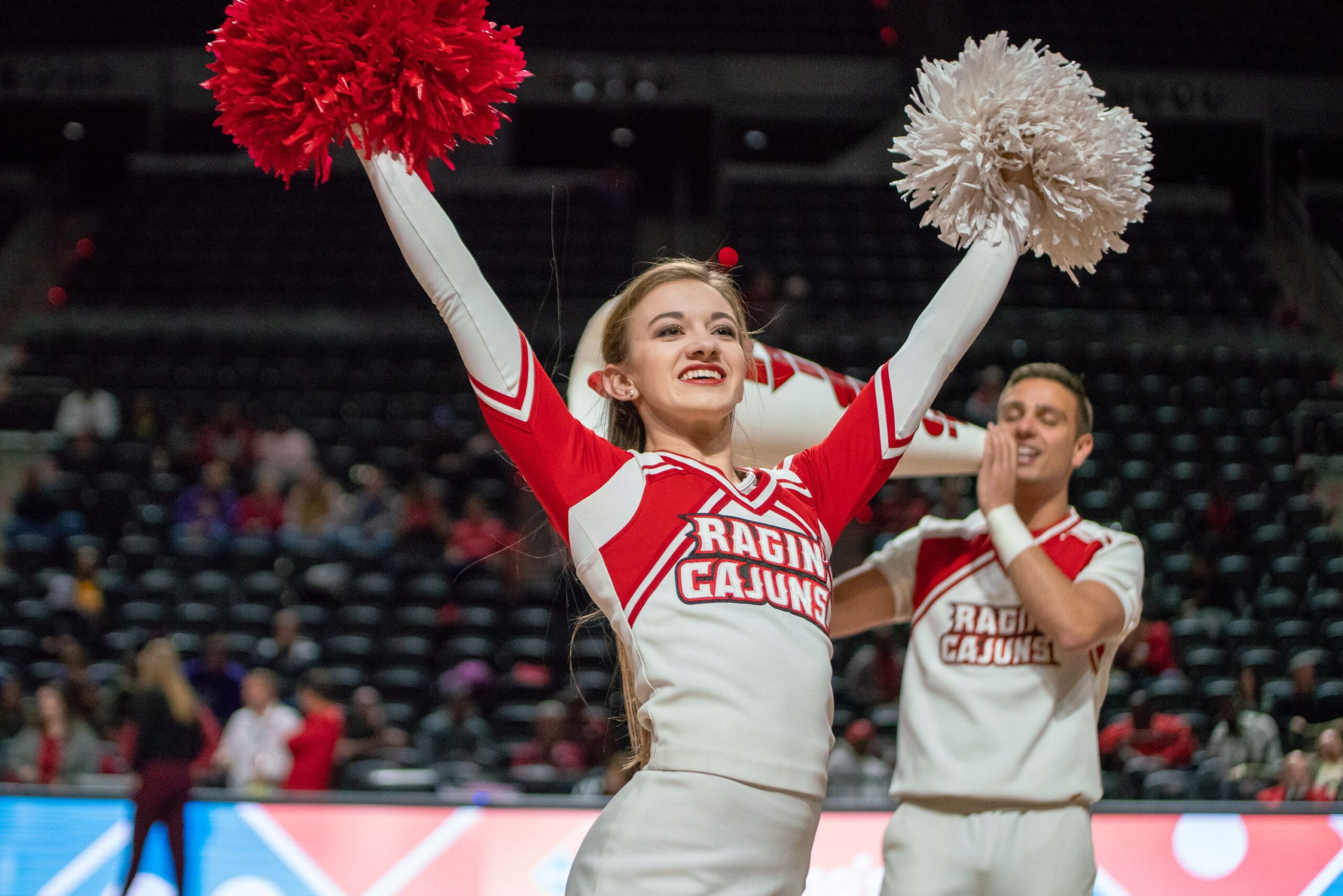 UL's cheerleaders perform during half-time as the Ragin' Cajuns play against LSU Tigers at the Cajundome on Dec. 20, 2018.

Dsc04609