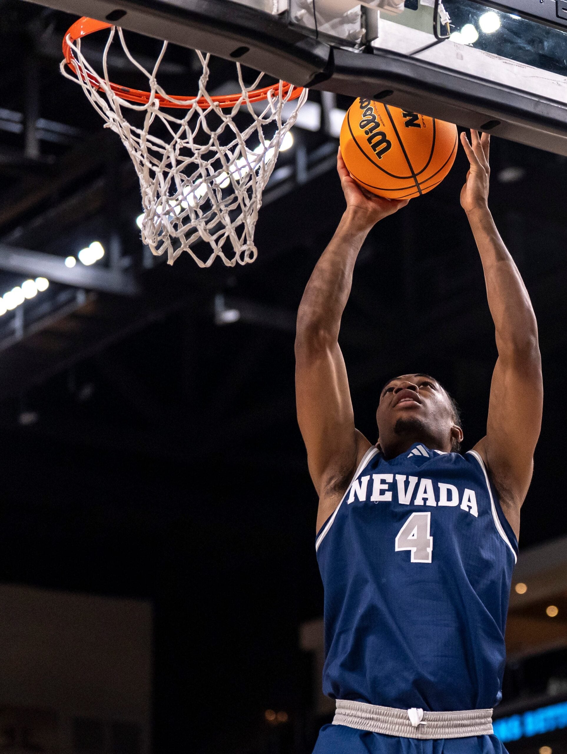 Nevada Wolf Pack guard Corey Camper Jr. (4) shoots during the first half of their game in the Acrisure Series in Palm Desert, Calif., Thursday, Nov. 27, 2025.