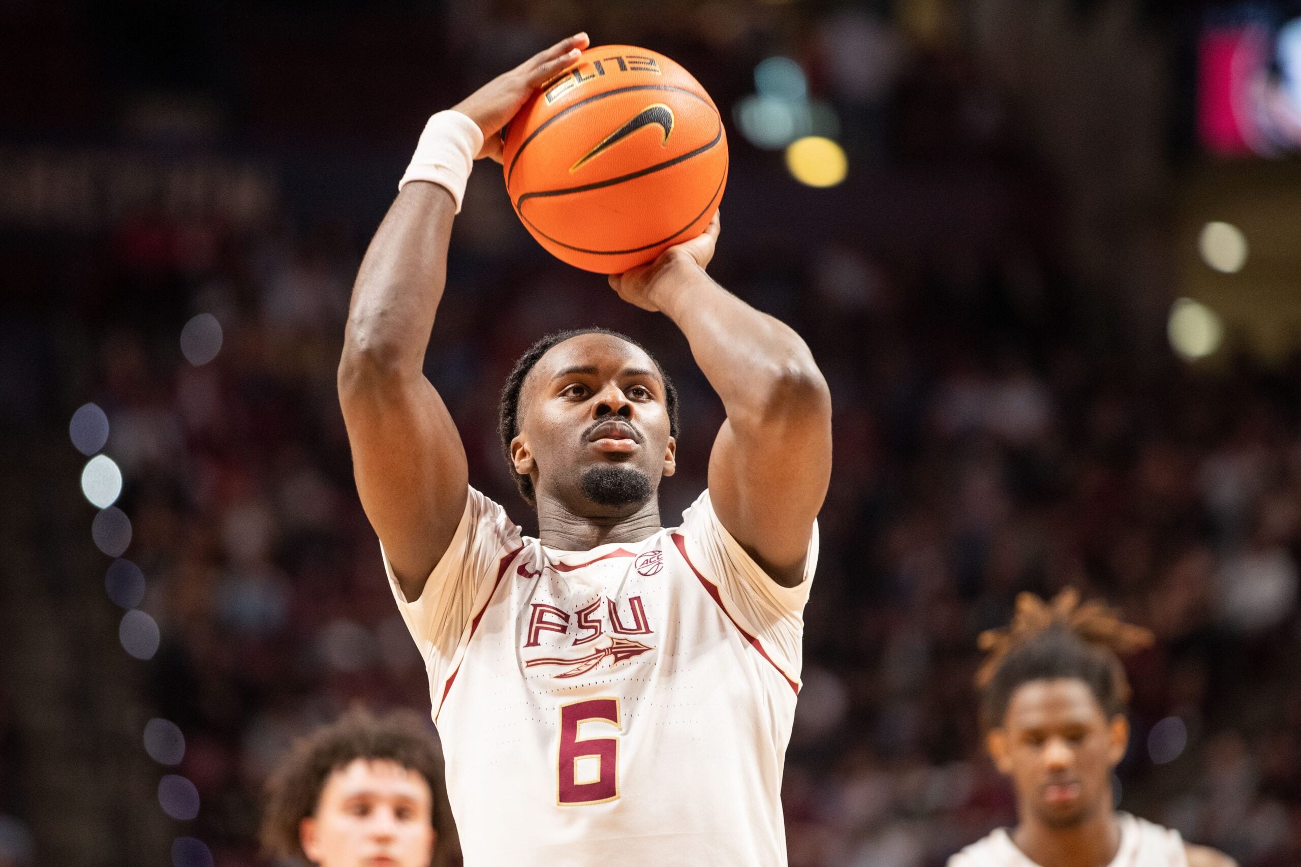 Florida State Seminoles guard Robert McCray V. (6) shoots a free-throw. The Virginia Cavaliers defeated the Florida State Seminoles 61-58 at the Tucker Civic Center on Tuesday, Feb. 10, 2026.