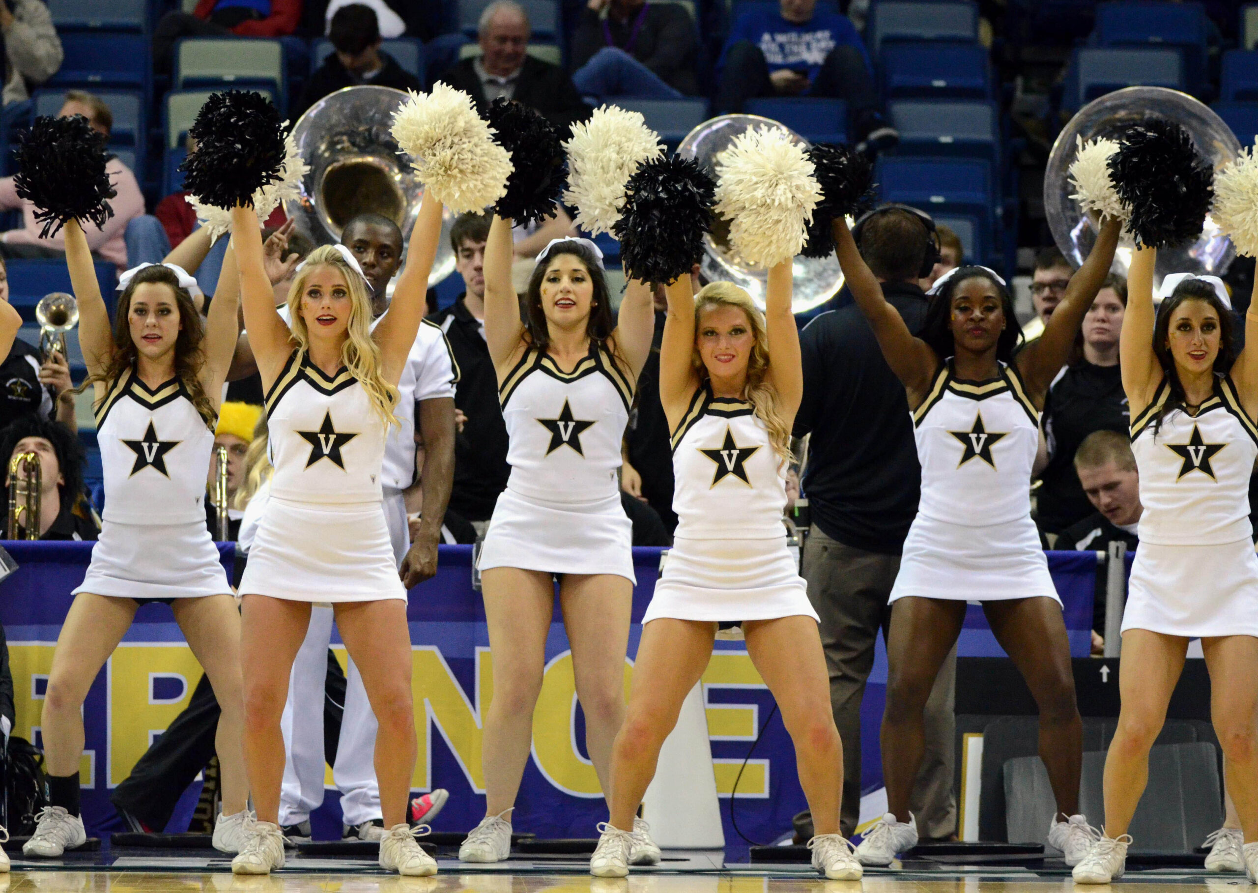 Mar 9, 2012; New Orleans, LA, USA; The Vanderbilt Commodores cheerleaders perform during the second half against the Georgia Bulldogs in the second round of the 2012 SEC Tournament at the New Orleans Arena. Mandatory Credit: Chuck Cook-Imagn Images