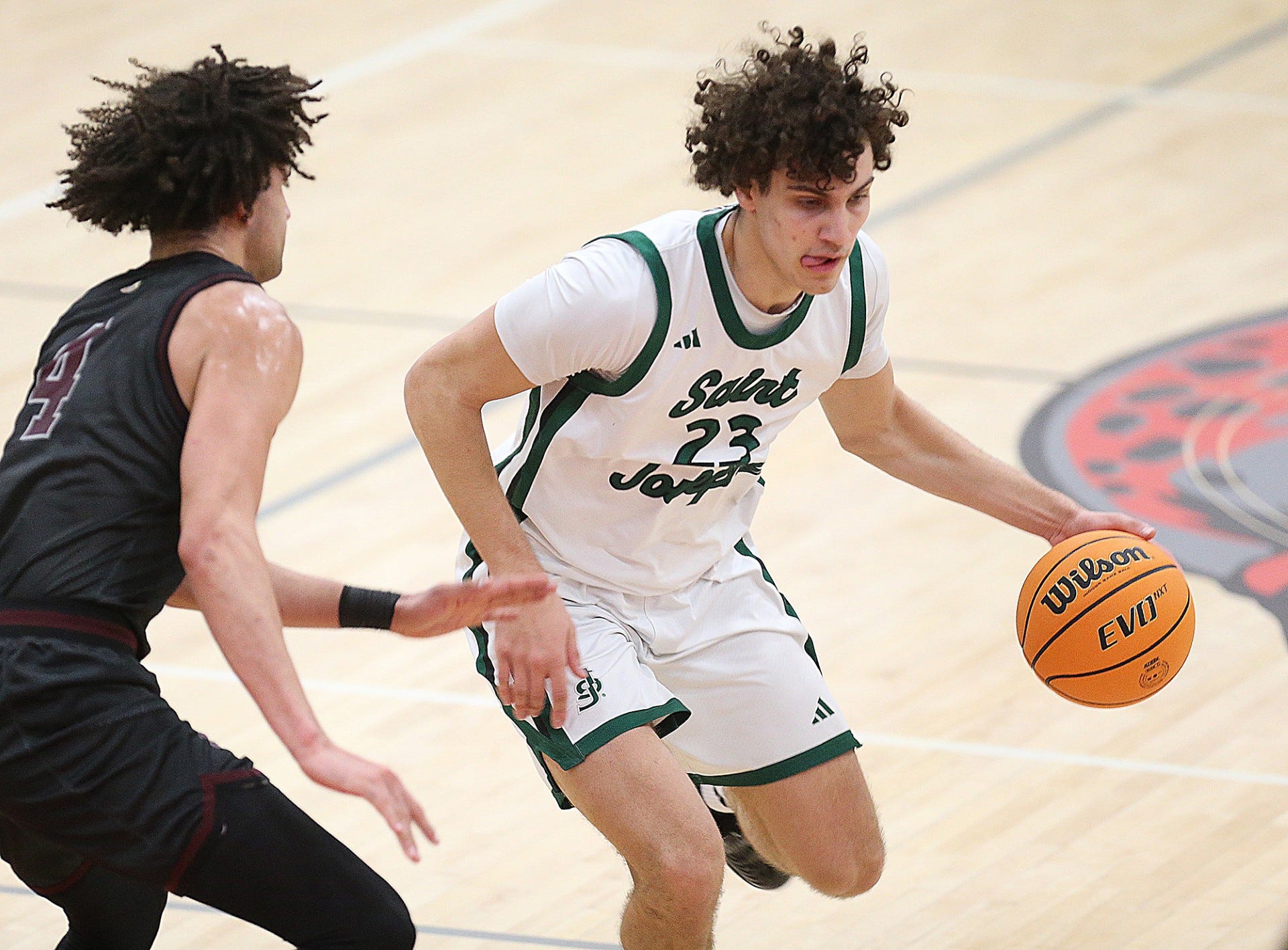 St. Joseph's Andrew Kretkowski dribbles against St. Peter's Prep in the boys basketball South Non-Public A championship game Monday, March 9.