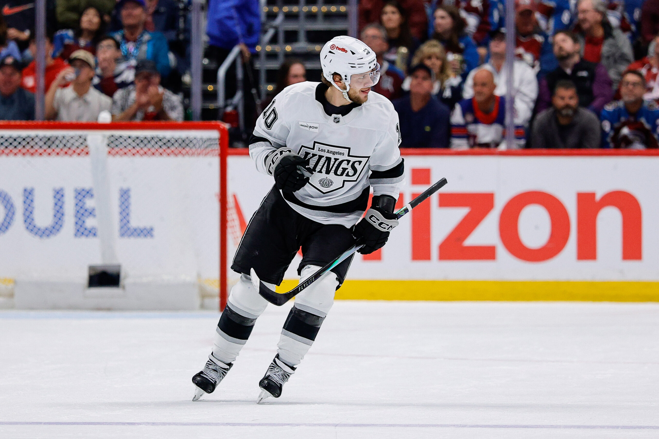 Apr 21, 2026; Denver, Colorado, USA; Los Angeles Kings left wing Artemi Panarin (10) celebrates after his goal in the third period against the Colorado Avalanche in game two of the first round of the 2026 Stanley Cup Playoffs at Ball Arena. Mandatory Credit: Isaiah J. Downing-Imagn Images