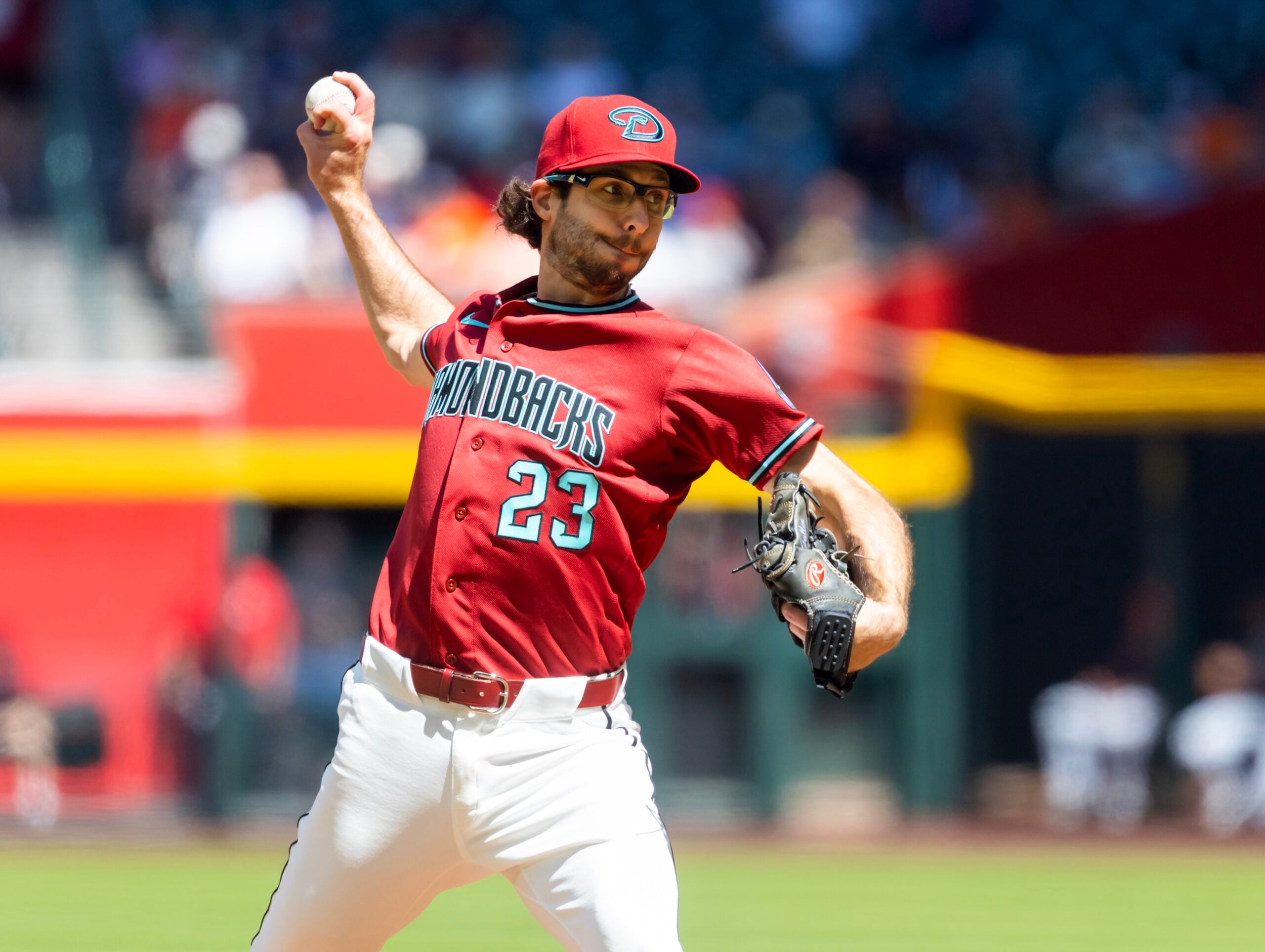 Apr 1, 2026; Phoenix, Arizona, USA; Arizona Diamondbacks pitcher Zac Gallen in the first inning against the Detroit Tigers at Chase Field. Mandatory Credit: Mark J. Rebilas-Imagn Images